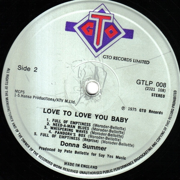 Donna Summer : Love To Love You Baby (LP, Album, Pho)