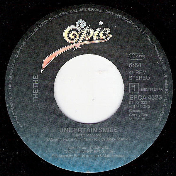 The The : Uncertain Smile (7", Single)