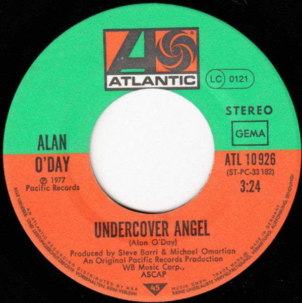 Alan O'Day : Undercover Angel (7", Single)