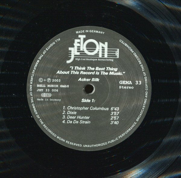 Acker Bilk : "I Think The Best Thing About This Record Is The Music." (LP, Album, Ltd, RM, 180)