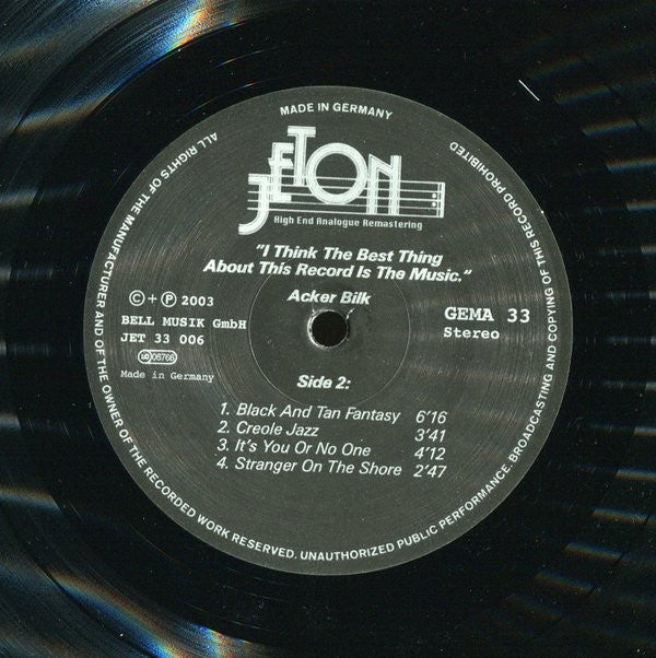 Acker Bilk : "I Think The Best Thing About This Record Is The Music." (LP, Album, Ltd, RM, 180)