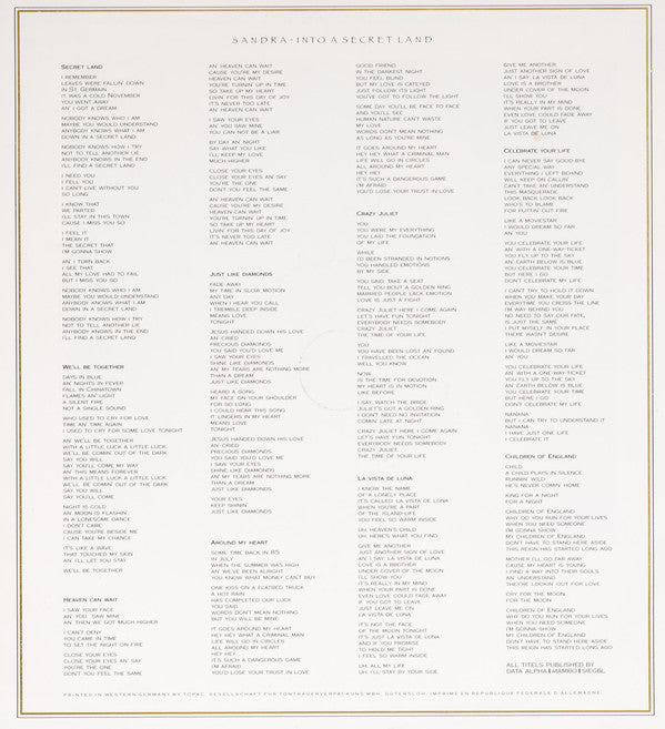 Sandra : Into A Secret Land (LP, Album)