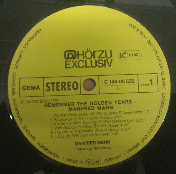 Manfred Mann : Remember The Golden Years - Manfred Mann (2xLP, Comp)
