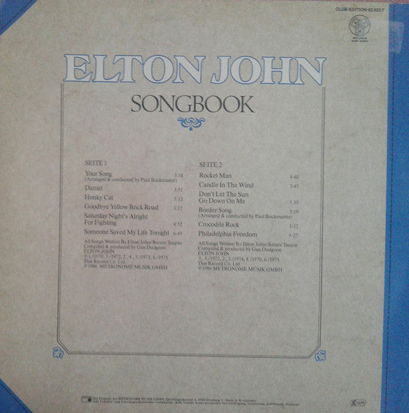 Elton John : Songbook (LP, Comp, Club, Gat)