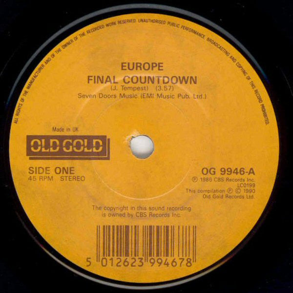 Europe (2) : The Final Countdown (7")