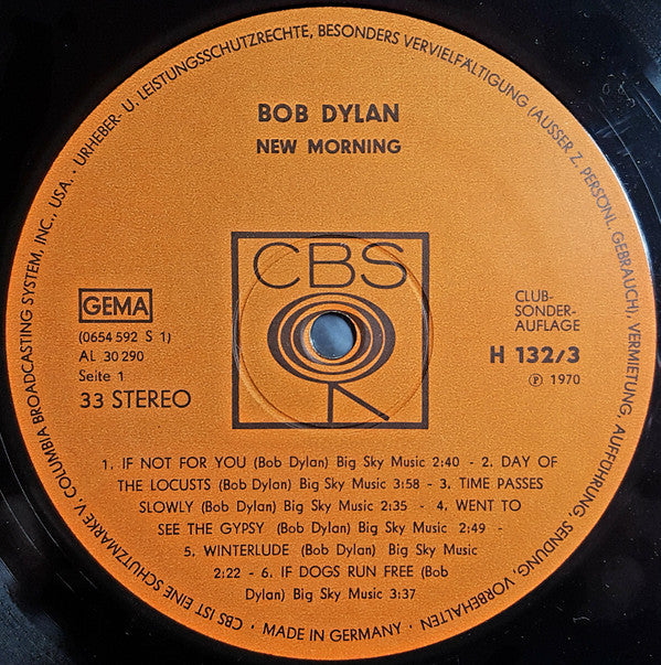 Bob Dylan : New Morning (LP, Album, Club, RE)
