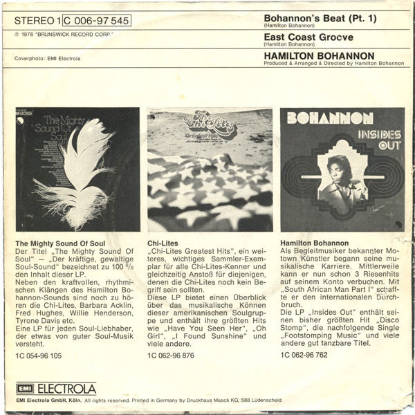 Hamilton Bohannon : Bohannon's Beat (7", Single)