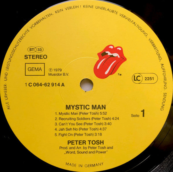 Peter Tosh : Mystic Man (LP, Album)