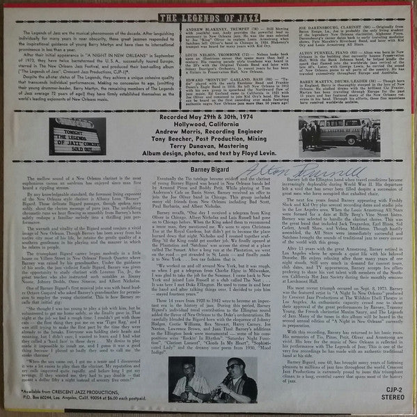 The Legends Of Jazz Starring Barney Bigard : The Legends Of Jazz (LP)