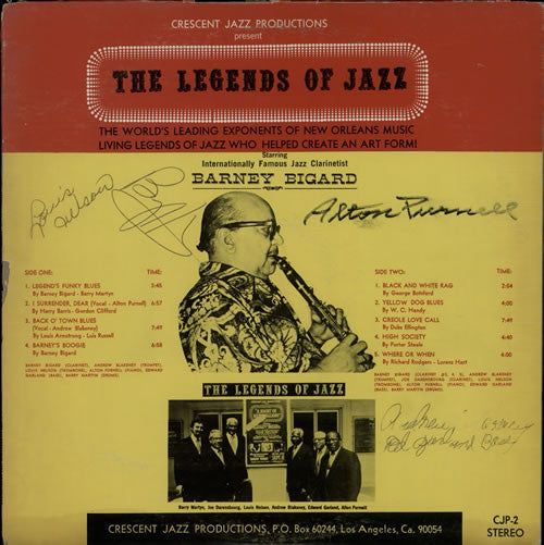 The Legends Of Jazz Starring Barney Bigard : The Legends Of Jazz (LP)