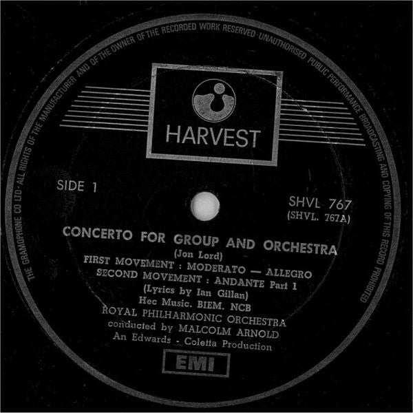 Deep Purple, The Royal Philharmonic Orchestra* Conducted By Malcolm Arnold : Concerto For Group And Orchestra (LP, Album)