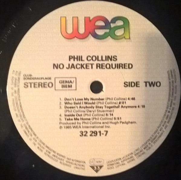 Phil Collins : No Jacket Required (LP, Album, Club)