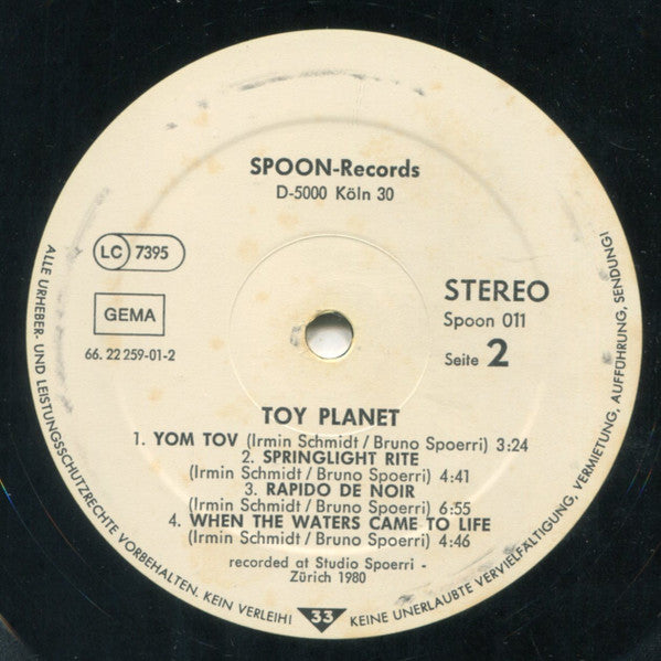 Irmin Schmidt & Bruno Spoerri : Toy Planet (LP, Album)