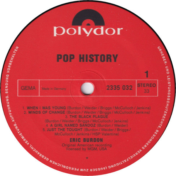 Eric Burdon, Savage Rose : Pop History (2xLP, Comp)