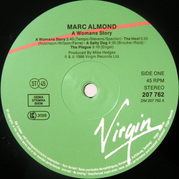 Marc Almond : A Womans Story (Some Songs To Take To The Tomb - Compilation One) (12")