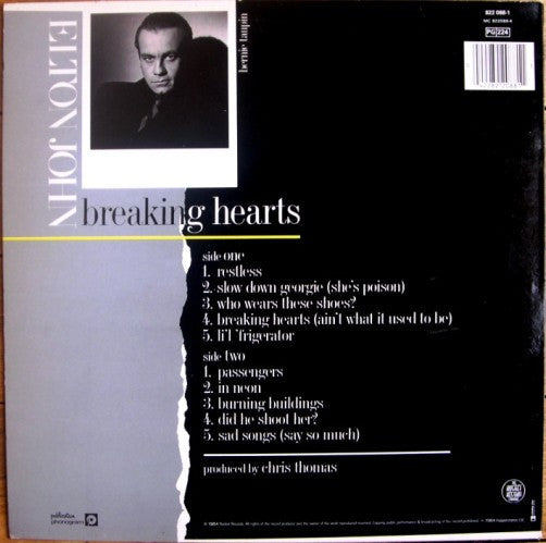 Elton John : Breaking Hearts (LP, Album)