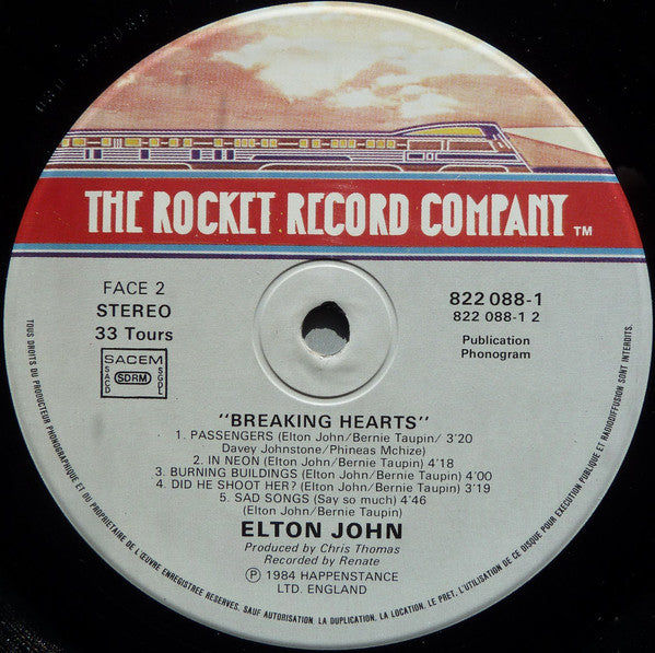Elton John : Breaking Hearts (LP, Album)
