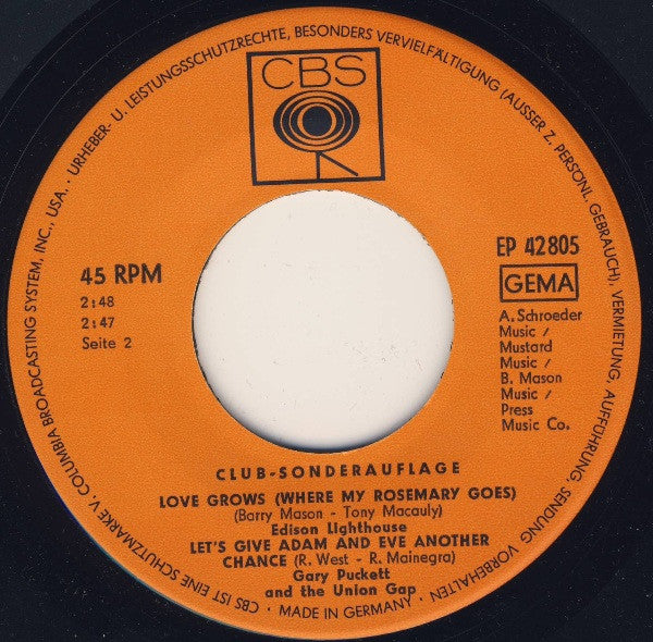 Various : Simon & Garfunkel / The Tremeloes / Edison Lighthouse / Gary Puckett & The Union Gap (7", EP, Club)