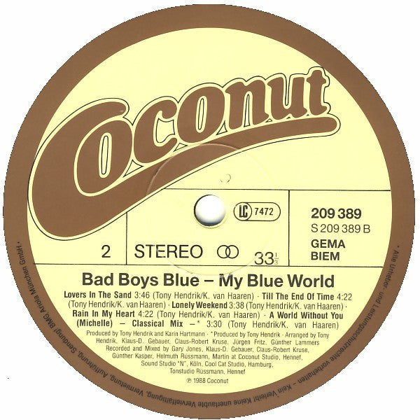 Bad Boys Blue : My Blue World (LP, Album)