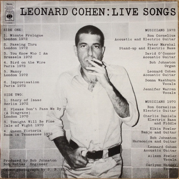 Leonard Cohen : Live Songs (LP, Album)