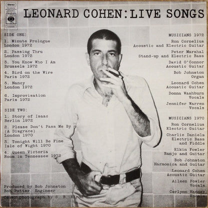 Leonard Cohen : Live Songs (LP, Album)