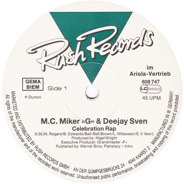 M.C.Miker"G" & Deejay Sven* : Celebration Rap (12")