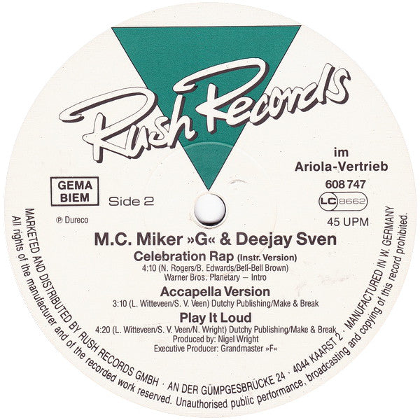 M.C.Miker"G" & Deejay Sven* : Celebration Rap (12")