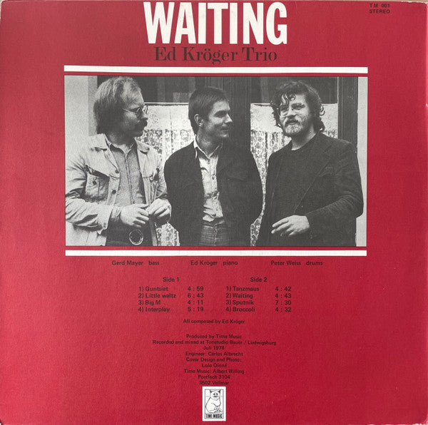 Ed Kröger Trio : Waiting (LP, Album)