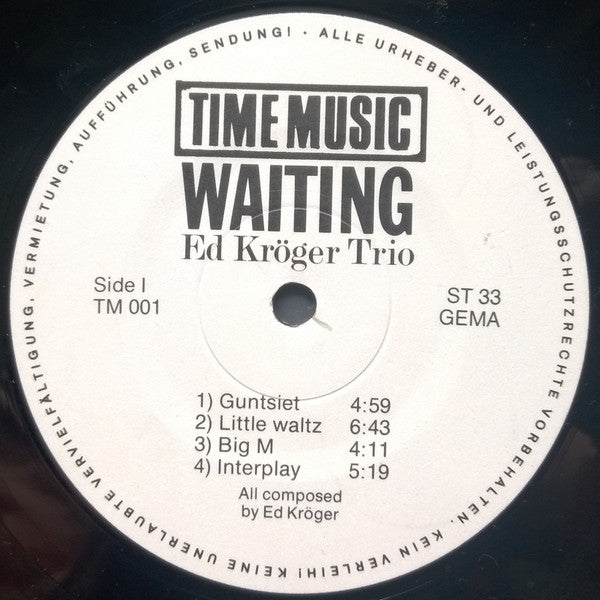 Ed Kröger Trio : Waiting (LP, Album)