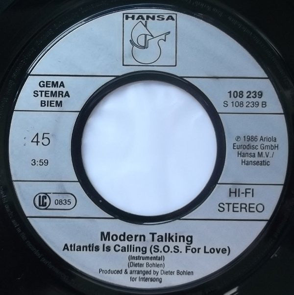 Modern Talking : Atlantis Is Calling (S.O.S. For Love) (7", Single)
