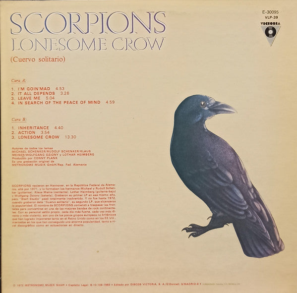 Scorpions : Lonesome Crow (LP, Album, RE)
