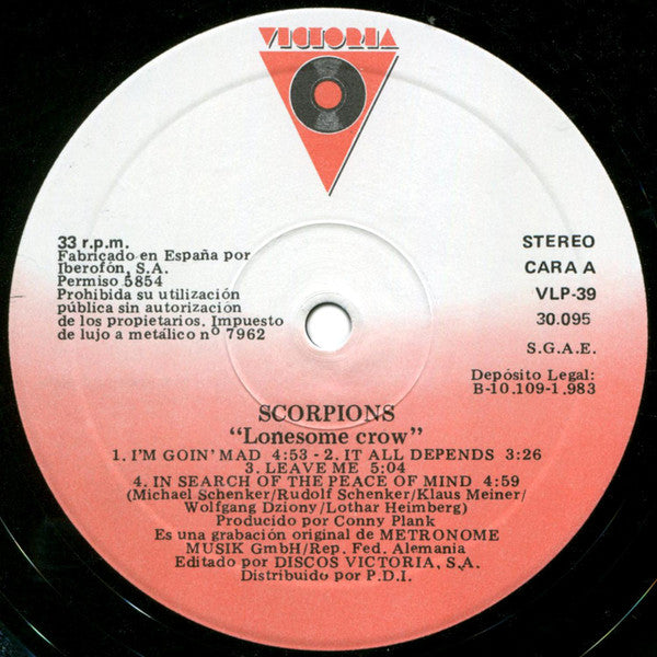 Scorpions : Lonesome Crow (LP, Album, RE)