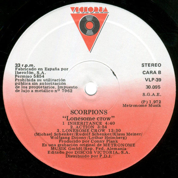 Scorpions : Lonesome Crow (LP, Album, RE)