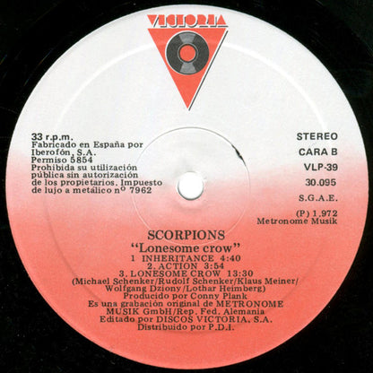 Scorpions : Lonesome Crow (LP, Album, RE)