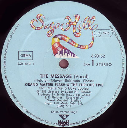 Grand Master Flash & The Furious Five* Feat. Melle Mel & Duke Bootee : The Message (12", Single)
