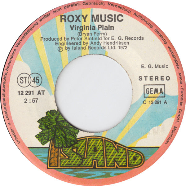 Roxy Music : Virginia Plain / The Numberer (7", Single)