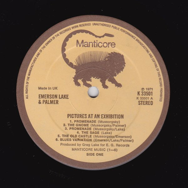 Emerson Lake & Palmer* : Pictures At An Exhibition (Mussorgsky) (LP, Album, RE, Man)