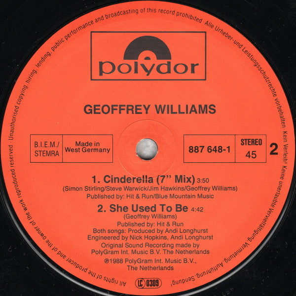 Geoffrey Williams : Cinderella (12")