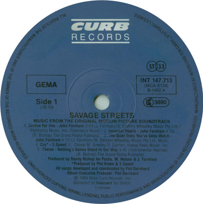 Various : Savage Streets - Music From The Original Motion Picture Soundtrack (LP)