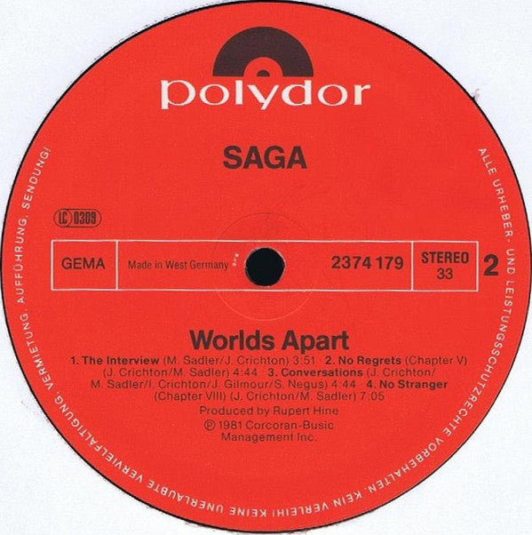 Saga (3) : Worlds Apart (LP, Album)