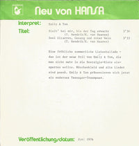 Emily & Tom : Bleib' Bei Mir, Bis Der Tag Erwacht / Zwei Gitarren, Gesang Und Roter Wein (7", Single)