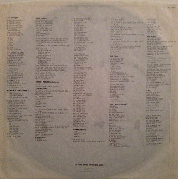 Twisted Sister : Stay Hungry (LP, Album)