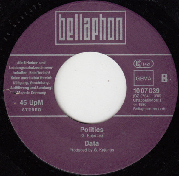 Data (2) : Fallout (7", Single)