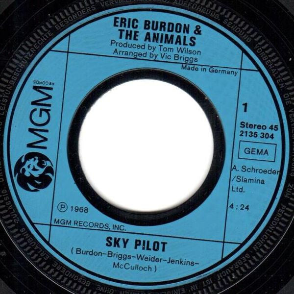 Eric Burdon & The Animals : Sky Pilot / See See Rider (7", Single)