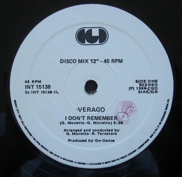 Verago : I Don't Remember (12")