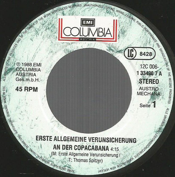 Erste Allgemeine Verunsicherung* : An Der Copacabana (7", Single)
