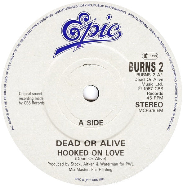 Dead Or Alive : Hooked On Love (7", Single)