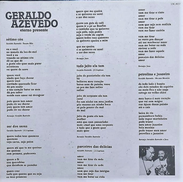 Geraldo Azevedo : Eterno Presente (LP, Album)
