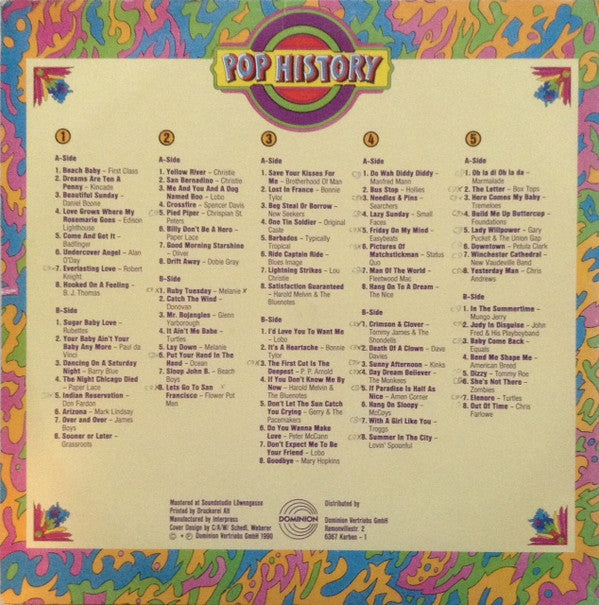 Various : Pop History (The Fabulous 60ies And 70ies Beat · Pop · Flower Power)  (5xLP, Comp)
