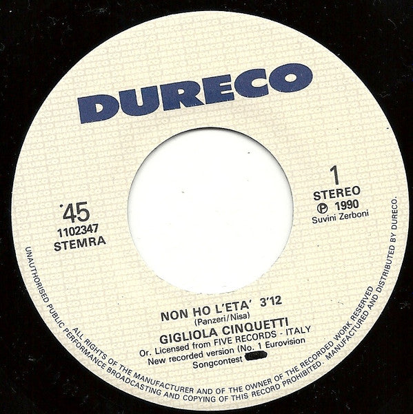 Gigliola Cinquetti, Dino (7) : Non Ho L'eta 1990 / Gli Occhi Miei (7", Single)